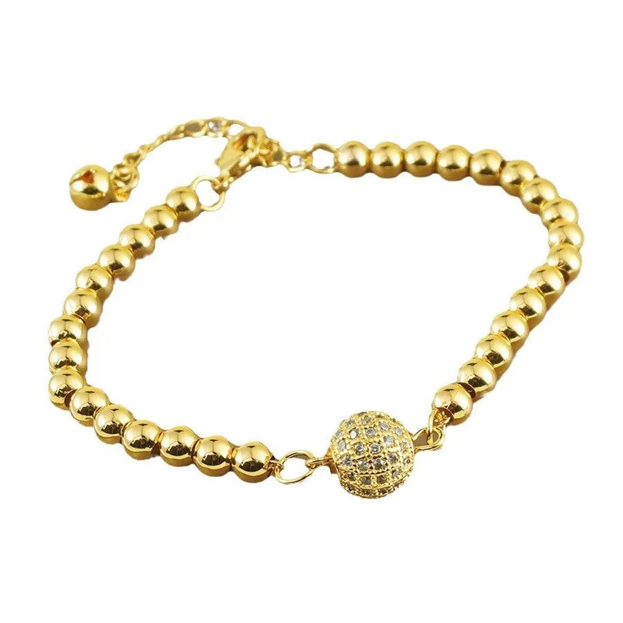 Arabic style copper bracelet with zircon stones and heart-shaped design elements for women
