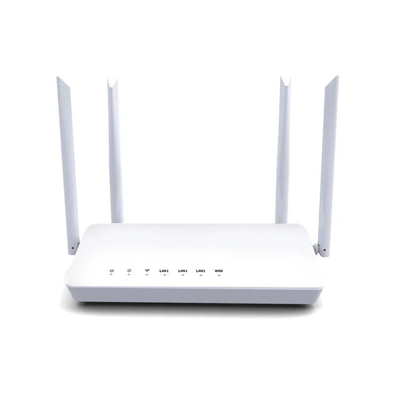 Portable 300m high-speed wifi router in black or white with metal casing and five interface ports