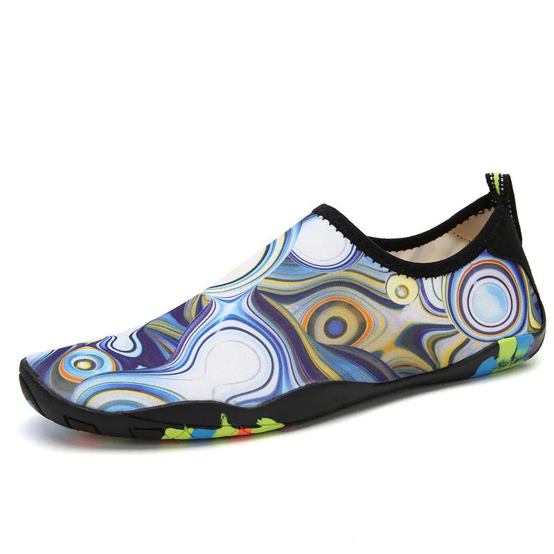 Beach wading shoes in multiple colours with Lycra upper and EVA foam sole.