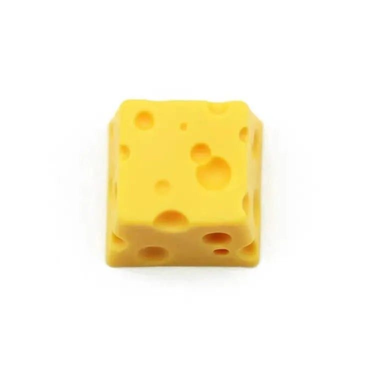 Yellow resin cheese decorative key cap with detailed 3D sculpted design for mechanical keyboards
