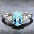 Women's natural zircon ring with heart, water drop, or bell patterns in blue, green, light blue, or red colours
