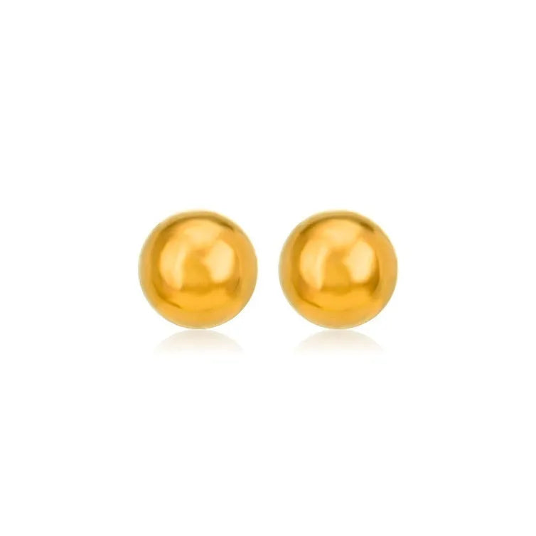 Stainless steel ball stud earrings with geometric minimalist design in gold or silver plating