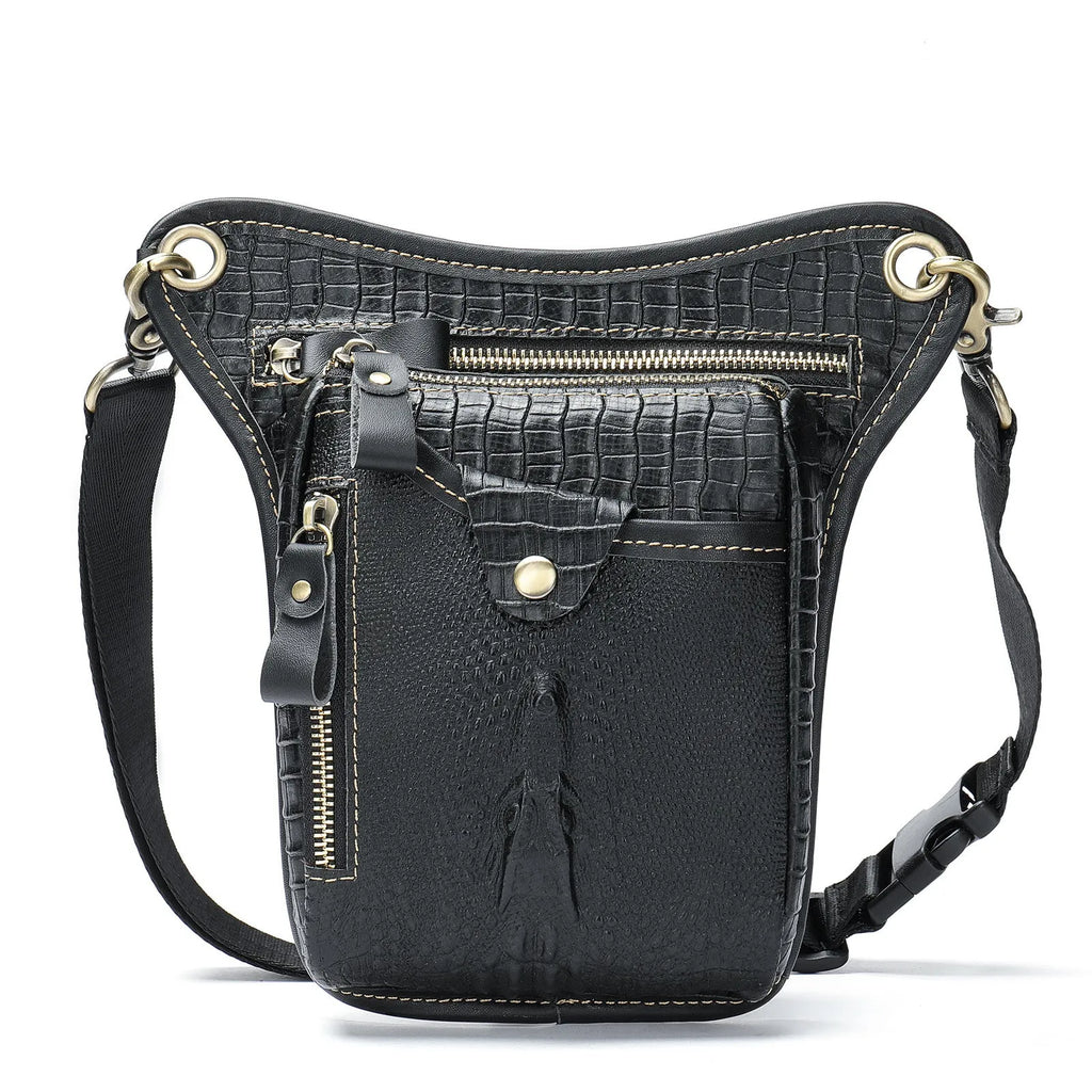 Men's vintage leather satchel bag in crazy horse leather with distressed finish and shoulder strap