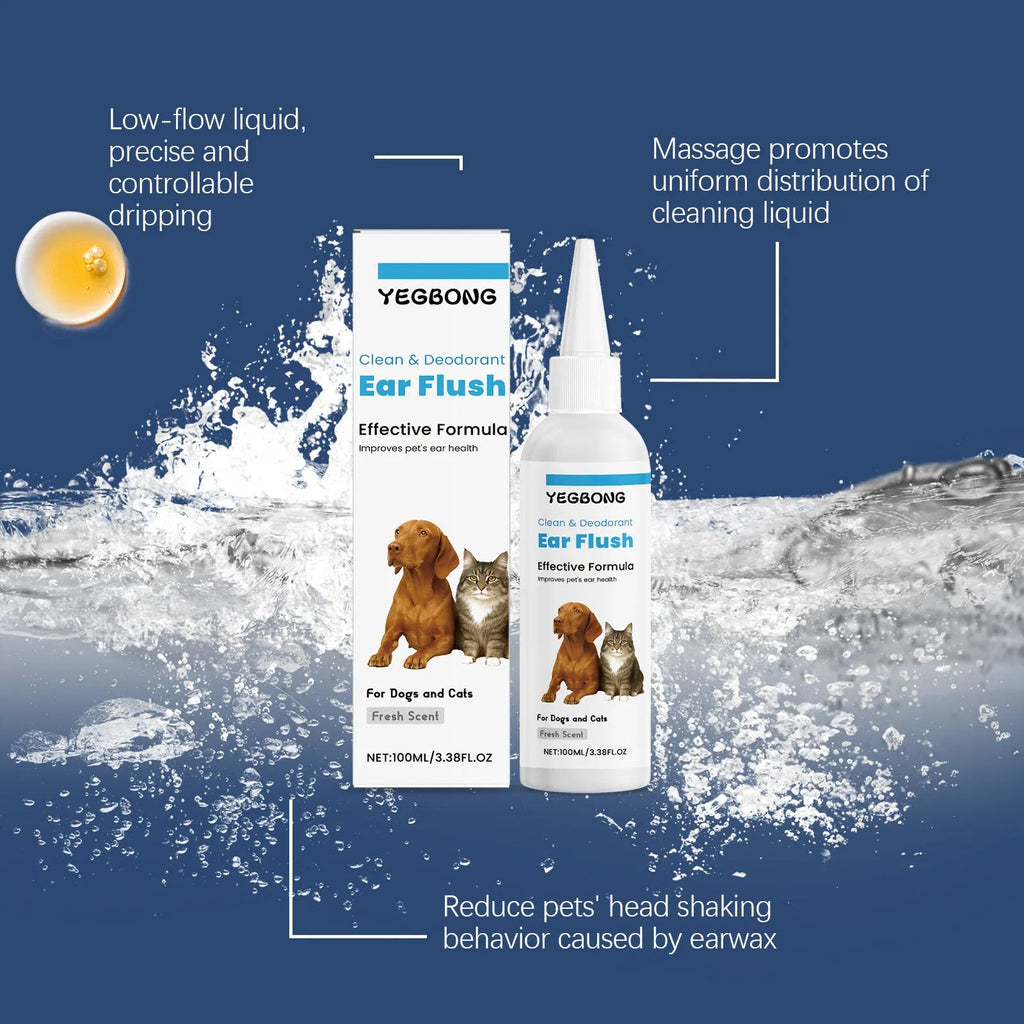 100ml bottle of dog and cat ear cleaning solution for gentle earwax removal