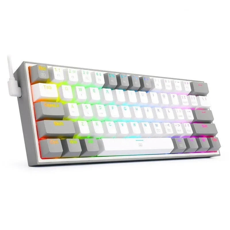 K617 RGB mechanical keyboard with white pink colour scheme showing backlit keys and multimedia function buttons