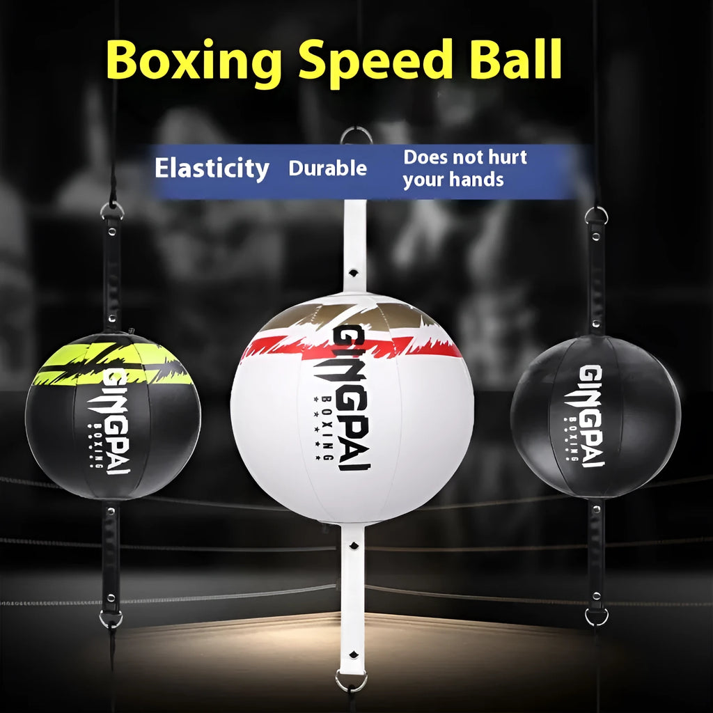 PU hanging boxing speed ball for reaction training in black, black and green, or white colours
