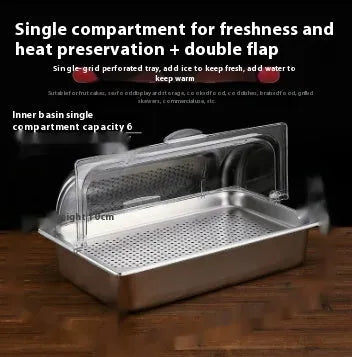 Stainless steel commercial dining plate display box with lid and multiple compartment configuration options