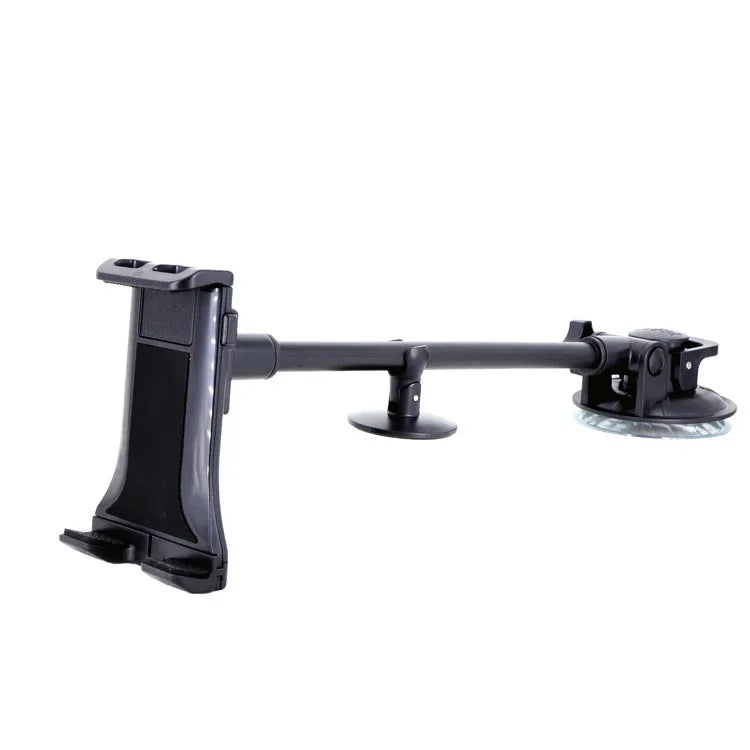 Black vehicle-mounted tablet holder with lifting mechanism and suction cup for 4-12 inch devices