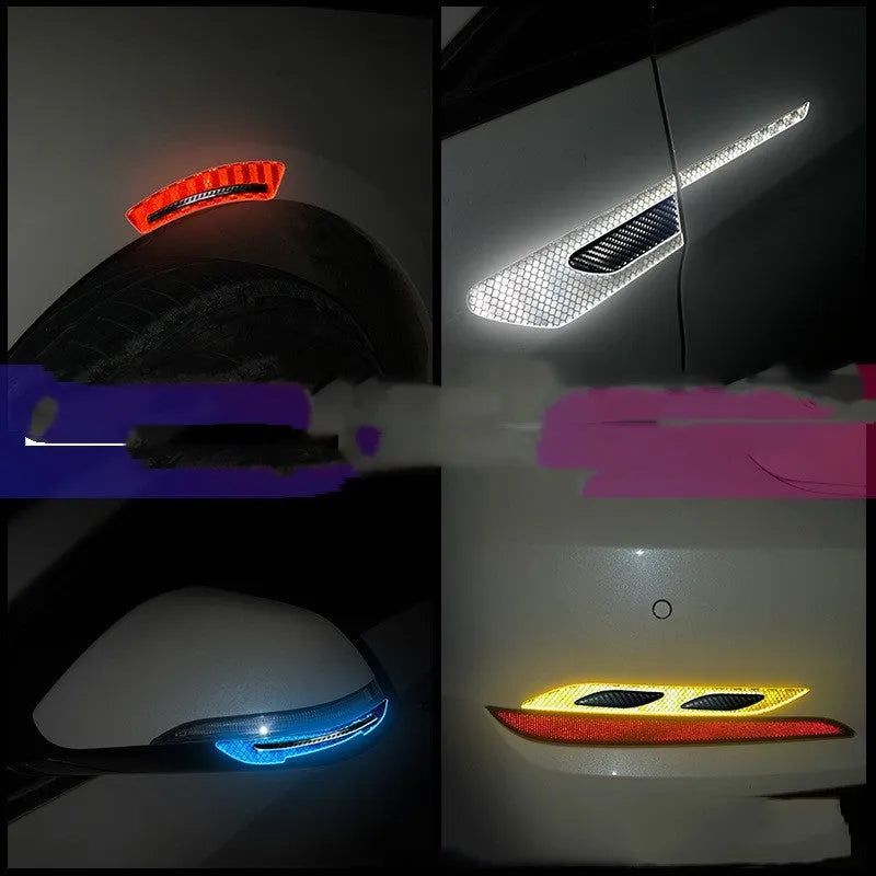 Blue reflective bumper protection tape applied to car bumper edge showing 17mm width
