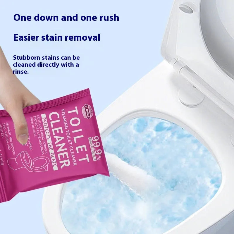 Toilet bubble powder cleaner in blue ocean or pink floral fragrance for descaling and anti-blocking
