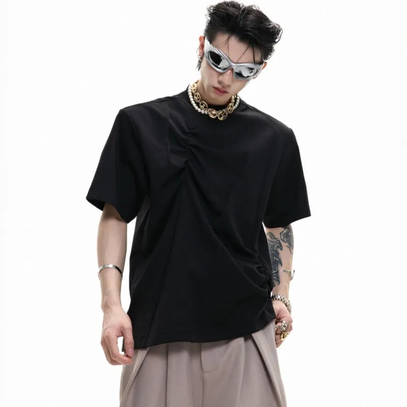 Men's cotton loose-fit T-shirt in black, round neck short sleeve design
