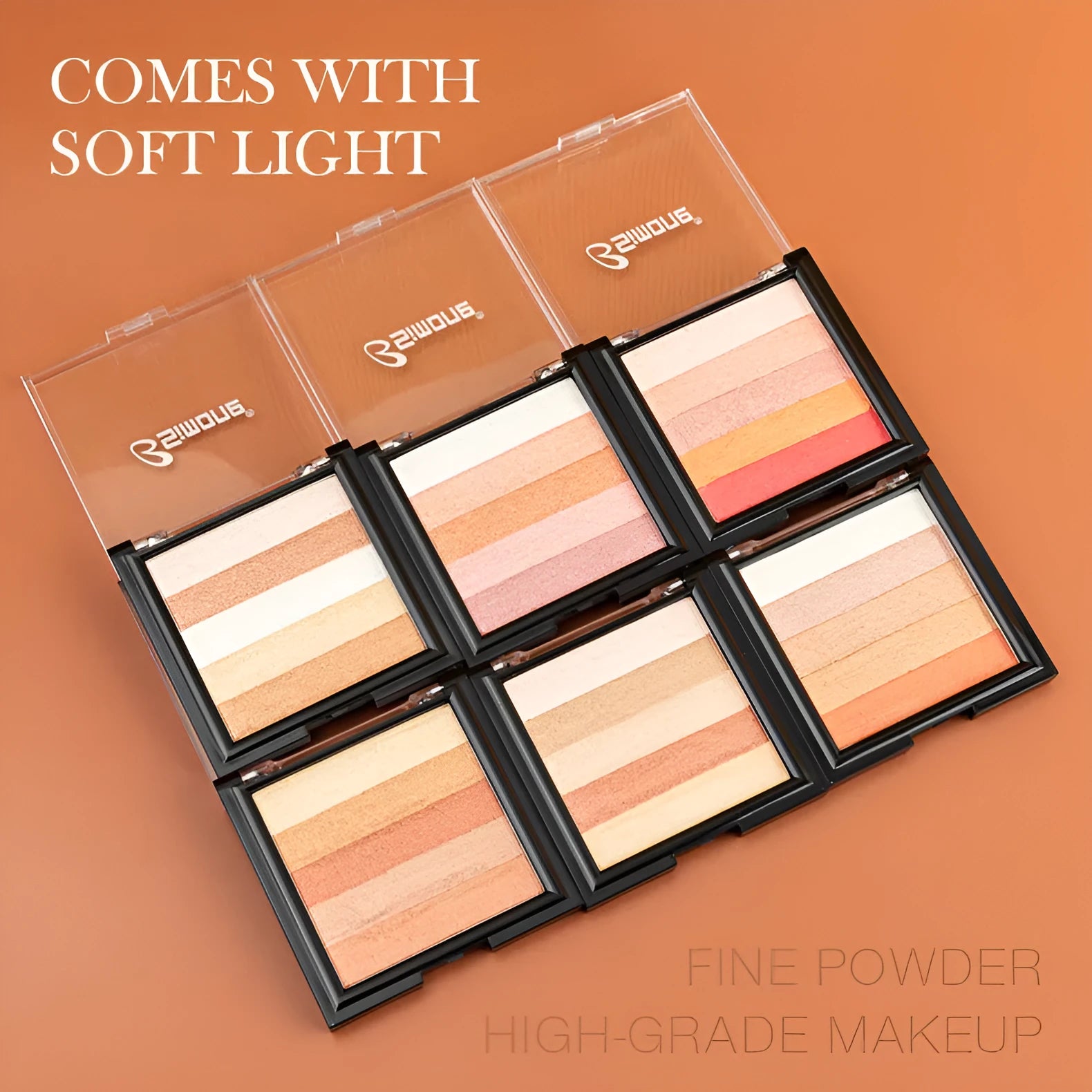 Three-dimensional brightening eye shadow palette with six contour colour styles and 12g net content