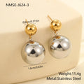 Women's geometric ear studs with colour-block design and round bead elements