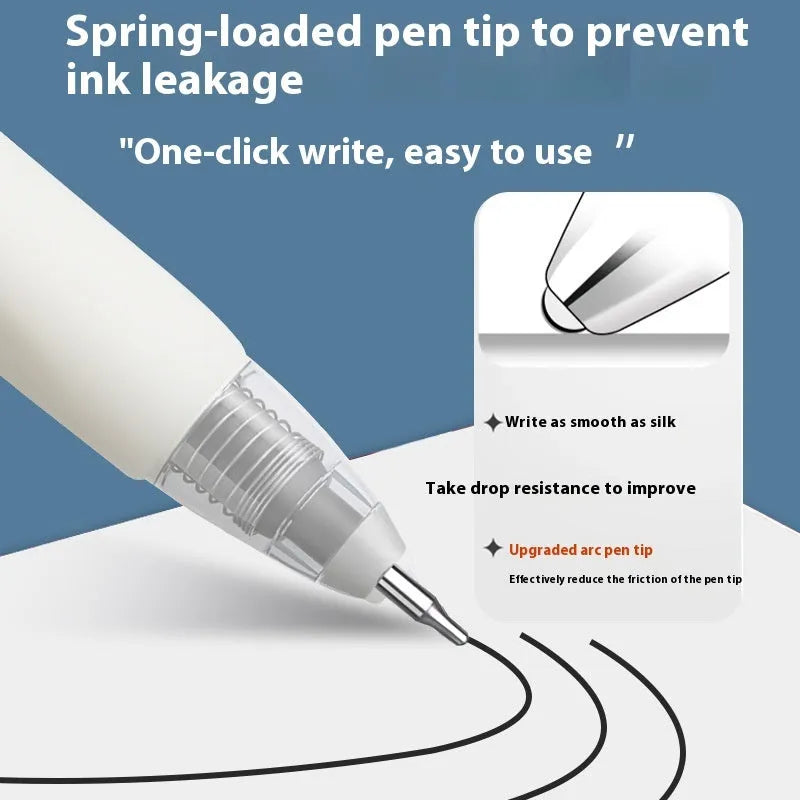 Pack of 10 quick-dry bullet pen refills in black, blue, red, and ink blue colours.