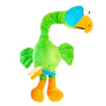 Screaming chicken sound squeaky dog chew toy in black, green, or orange.