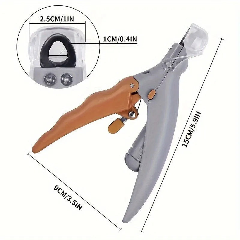 Yellow LED pet nail trimmer with magnifying glass and lights for trimming cat and dog nails