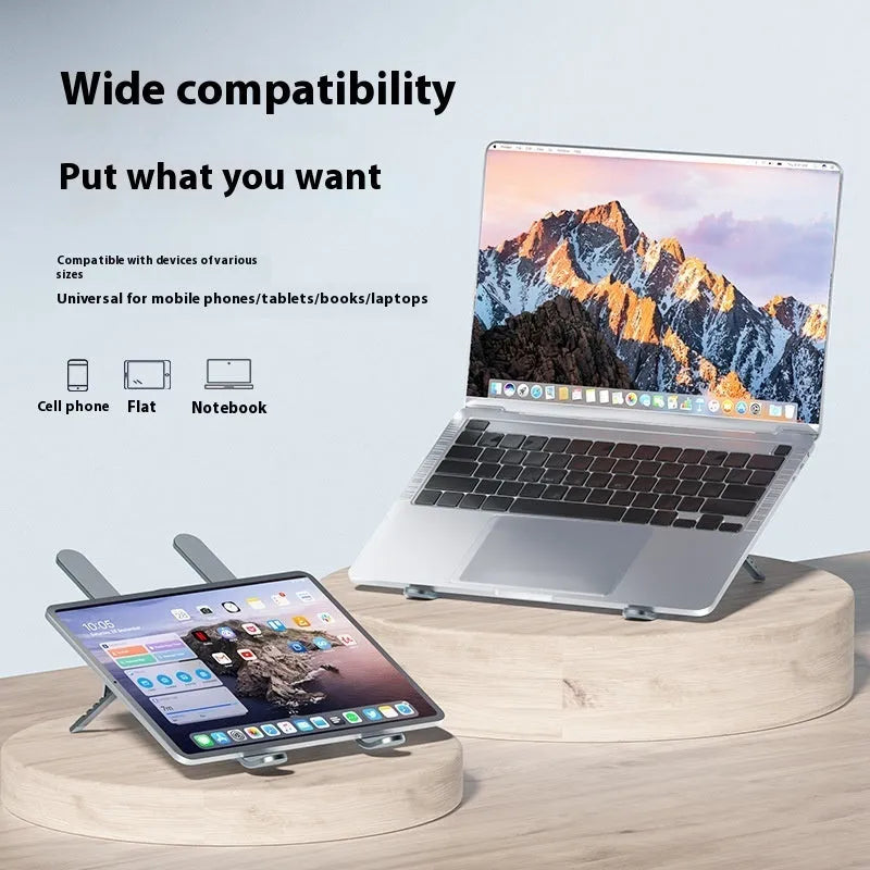 Silver aluminium portable laptop cooling stand with twin fans and adjustable height mechanism