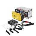 MMA-200MIN DC welding machine with welding tongs, grounding clamp, face shield and brush hanger