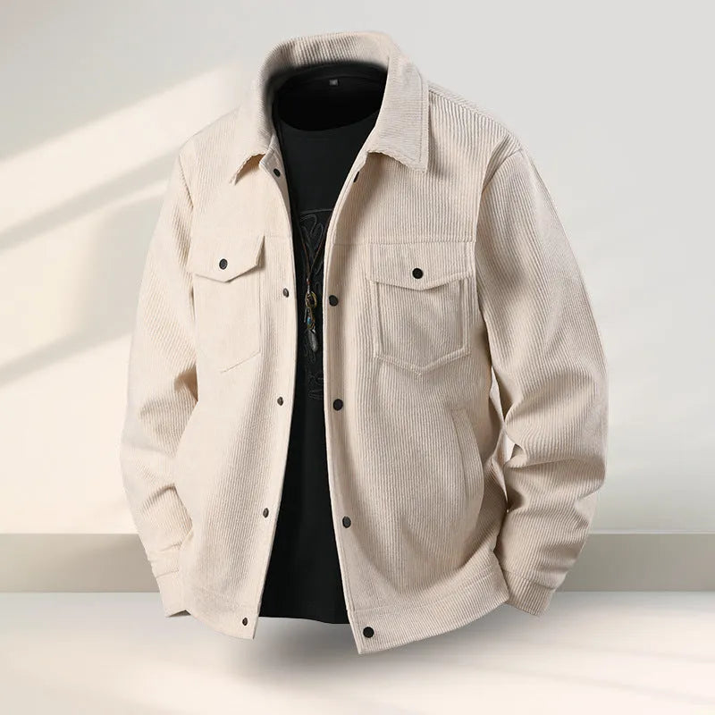Men's slim fit casual coat in a Lycra and Vinylon blend, available in black, coffee, green, and white.