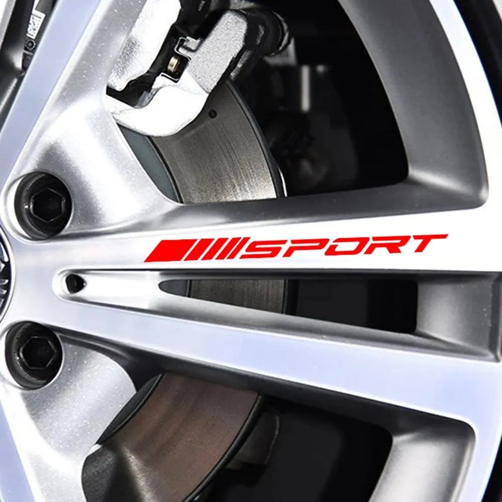 Black red white sports hollow pattern car rim stickers for alloy wheels and door handles