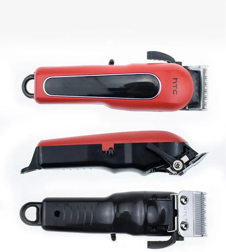 Professional digital electric hair clipper in black with brushless motor, waterproof body, and four limiting combs for pet and human grooming