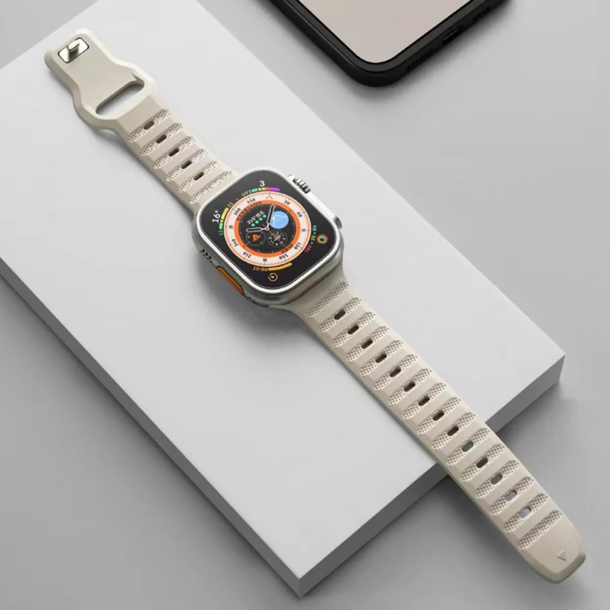 Fluoro rubber Apple Watch band in multiple colours with T buckle for Ultra and Series 1-8 models