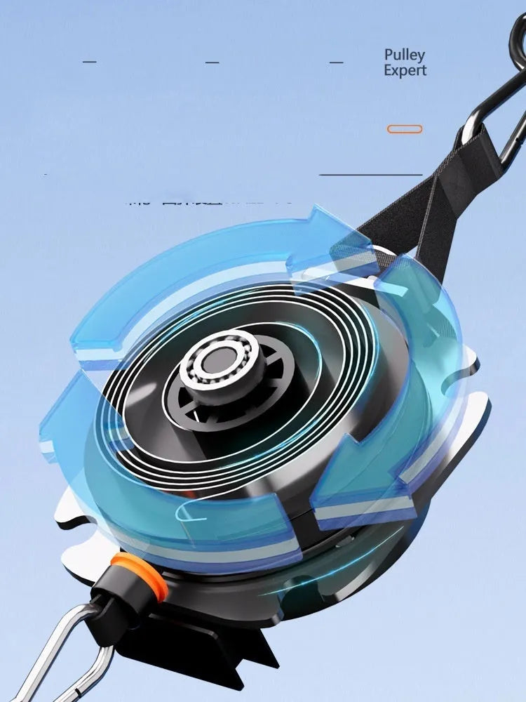 Multi-functional fitness tensioner with adjustable resistance dial showing 2-20kg range in blue grey colour