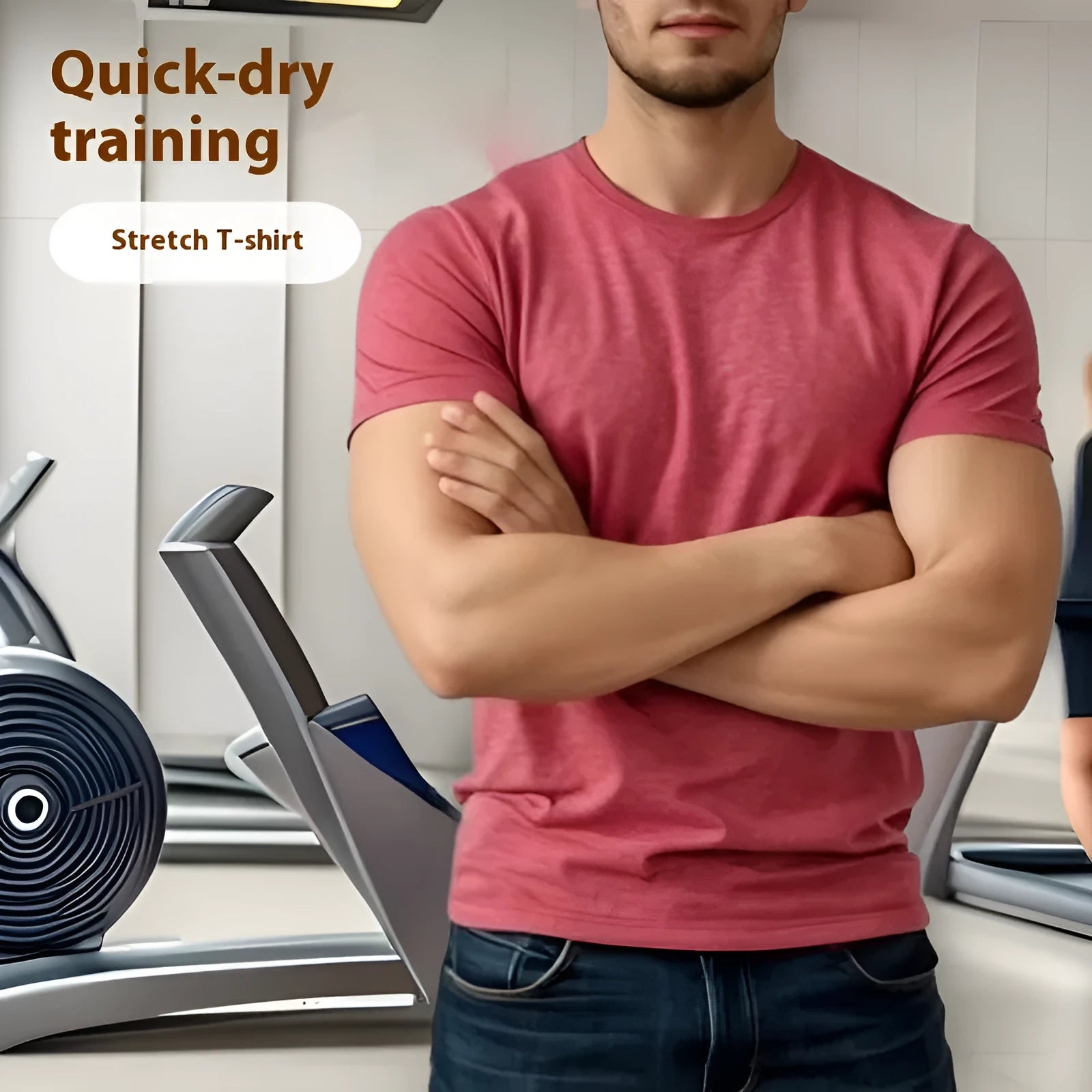 Men's quick-dry stretch running t-shirt in black, available in sizes S to 3XL