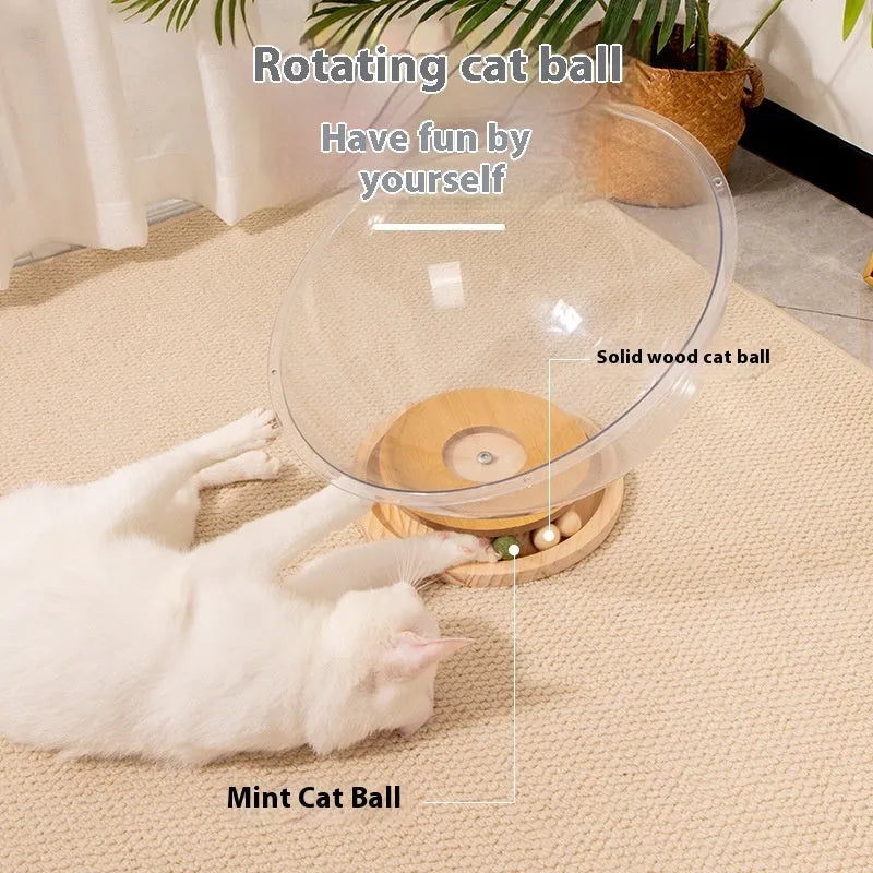 Transparent acrylic cat space capsule bathtub bed with turntable base in multiple size options