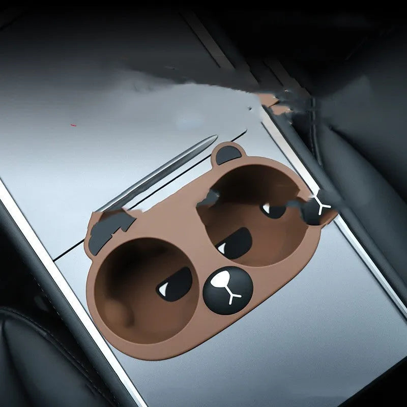 Grey silicone car cup holder stabiliser insert for central console
