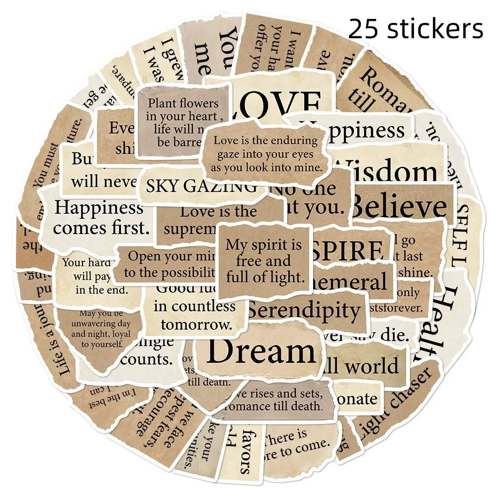 Torn English text decorative stickers for laptops in waterproof PVC material