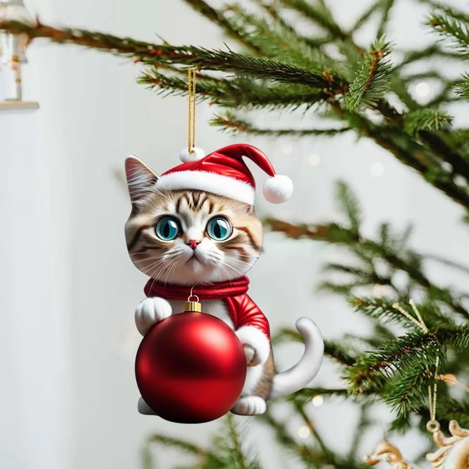 Christmas kitty cat acrylic car hanging ornament for interior decoration