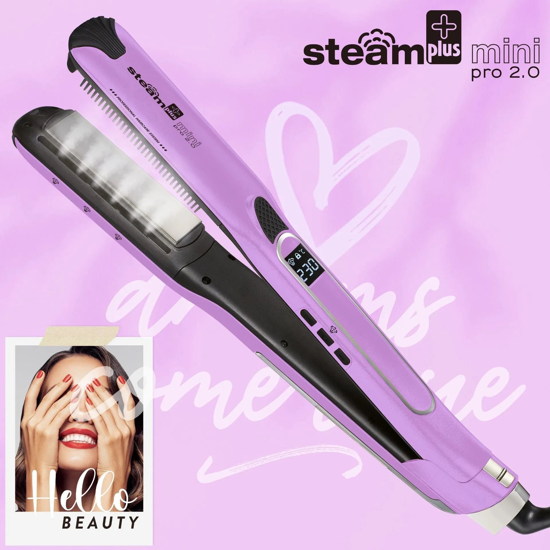 Mini steam splint spray hair straightener in three colour options for curling and straightening styles