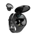 Black detachable smart watch and Bluetooth headset combo for fitness tracking and calls