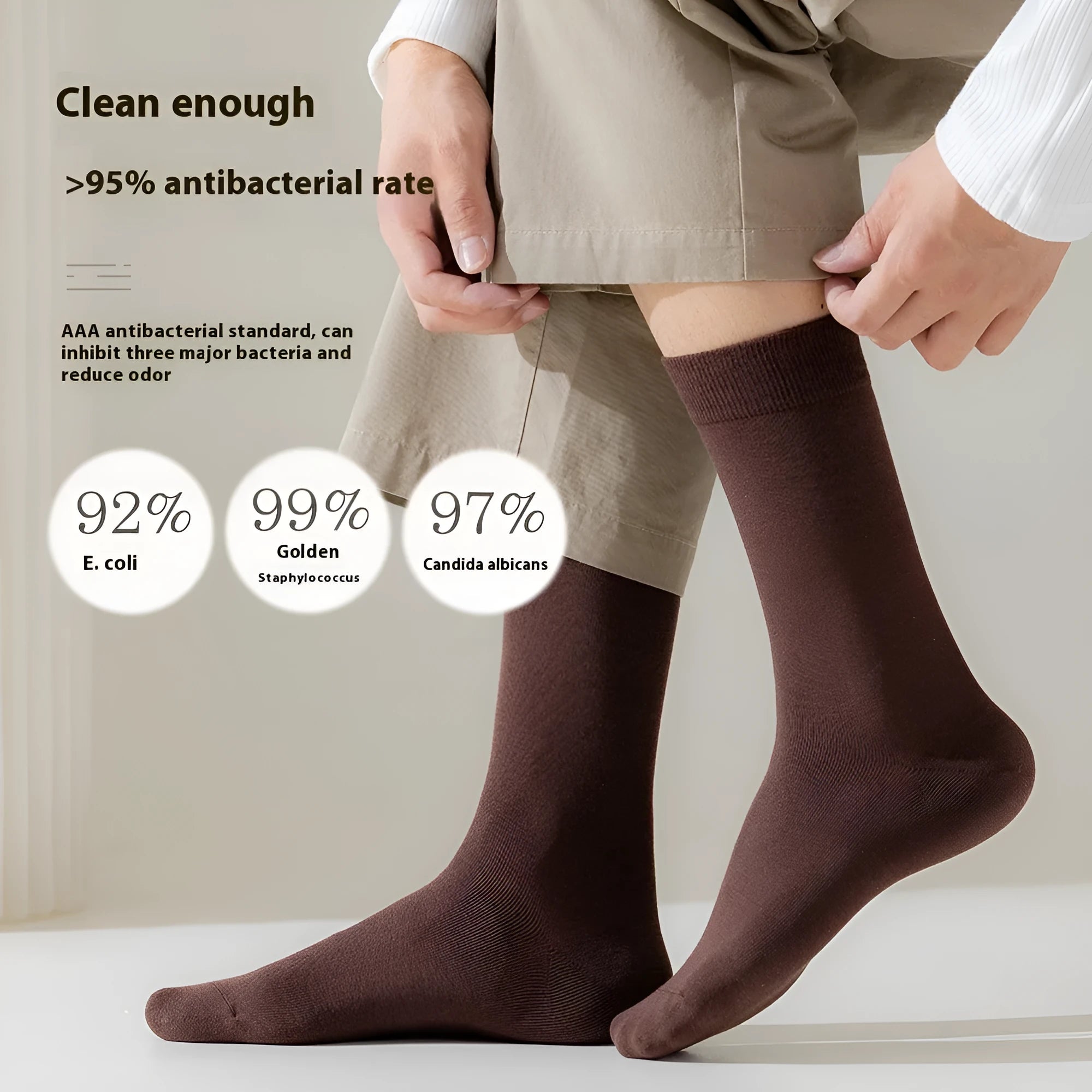 Men's mid-calf business socks in pure combed cotton available in multiple solid colours