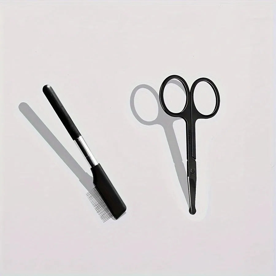 Black ambidextrous pet grooming brush with soft bristles and a fine-tooth comb for dogs and cats.