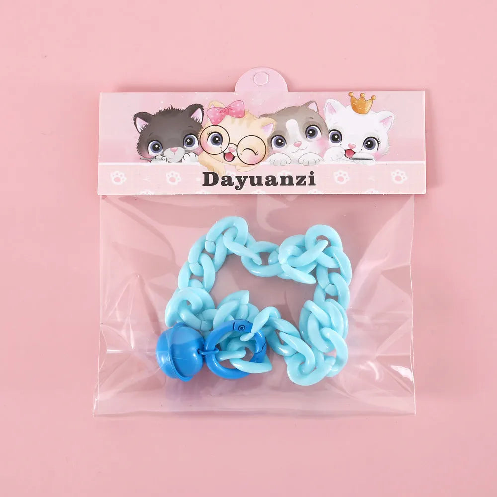 Adjustable pet collar with plastic macaron pendant in candy colours for cats, dogs, and rabbits