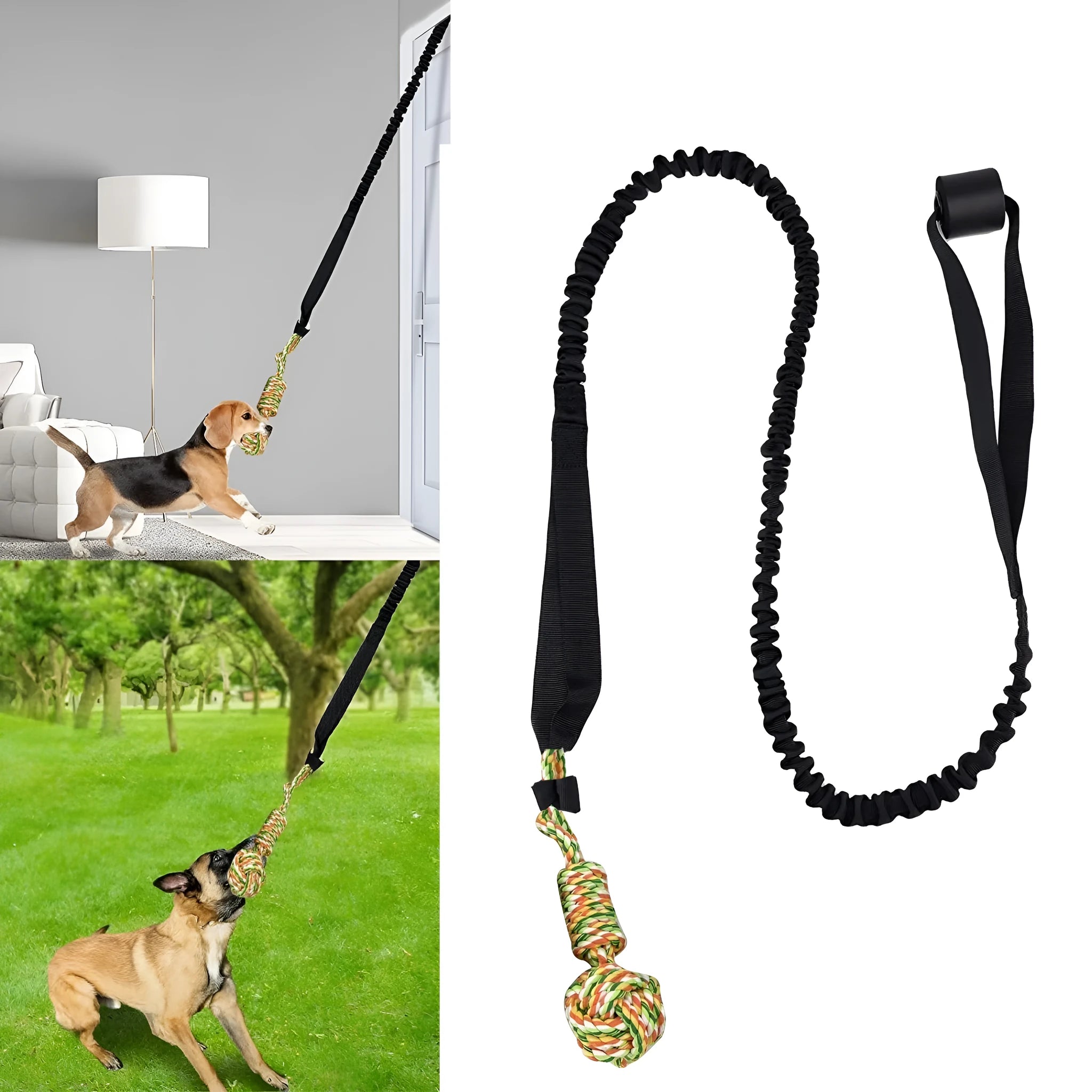 Cotton rope dog tug toy in twisted construction for chewing and interactive play
