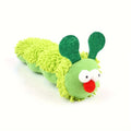 Green plush interactive cat toy pillow on a white background