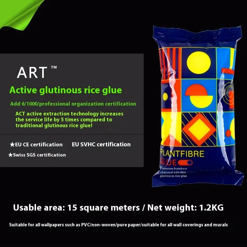 Formaldehyde-free glutinous rice wallpaper glue E in 3-roll pack with clean smell adhesive
