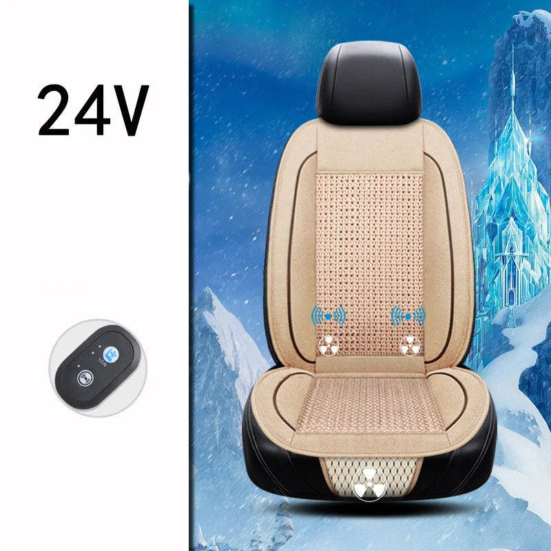 Black car ventilation seat cushion with massage function showing 60x60cm dimensions