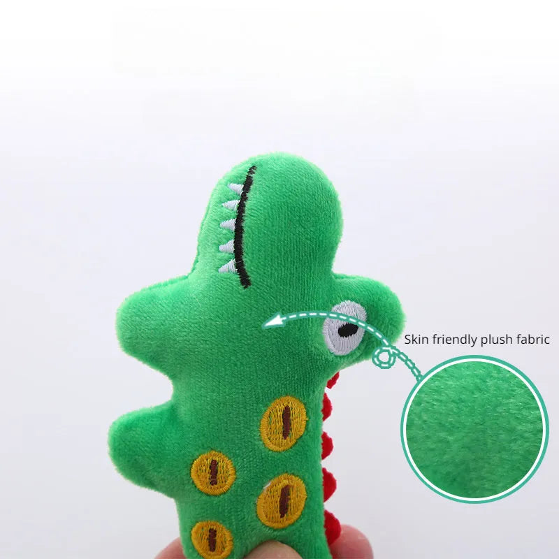 Plush parrot-shaped cat toy with catnip for interactive play next to cow and crocodile options.