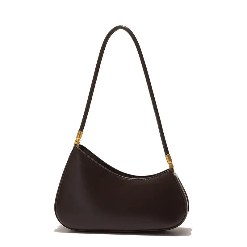 Structured oval women's underarm bag in PU leather with a single strap, shown in a colour option.