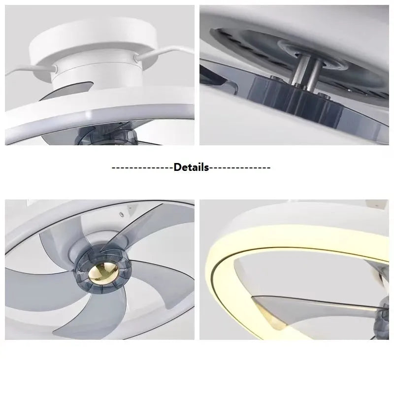 Modern simple ceiling fan lamp with light 500mm diameter PC blades acrylic lampshade