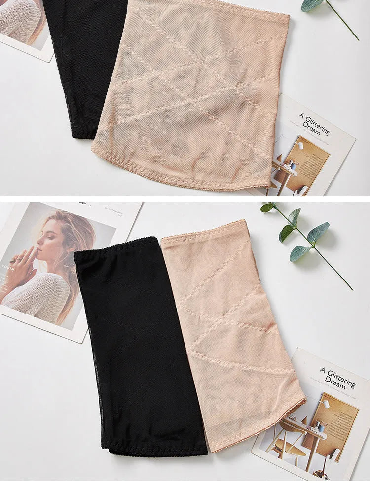 Thin mesh belly band body sculpting strap for postpartum waist trimming in black colour