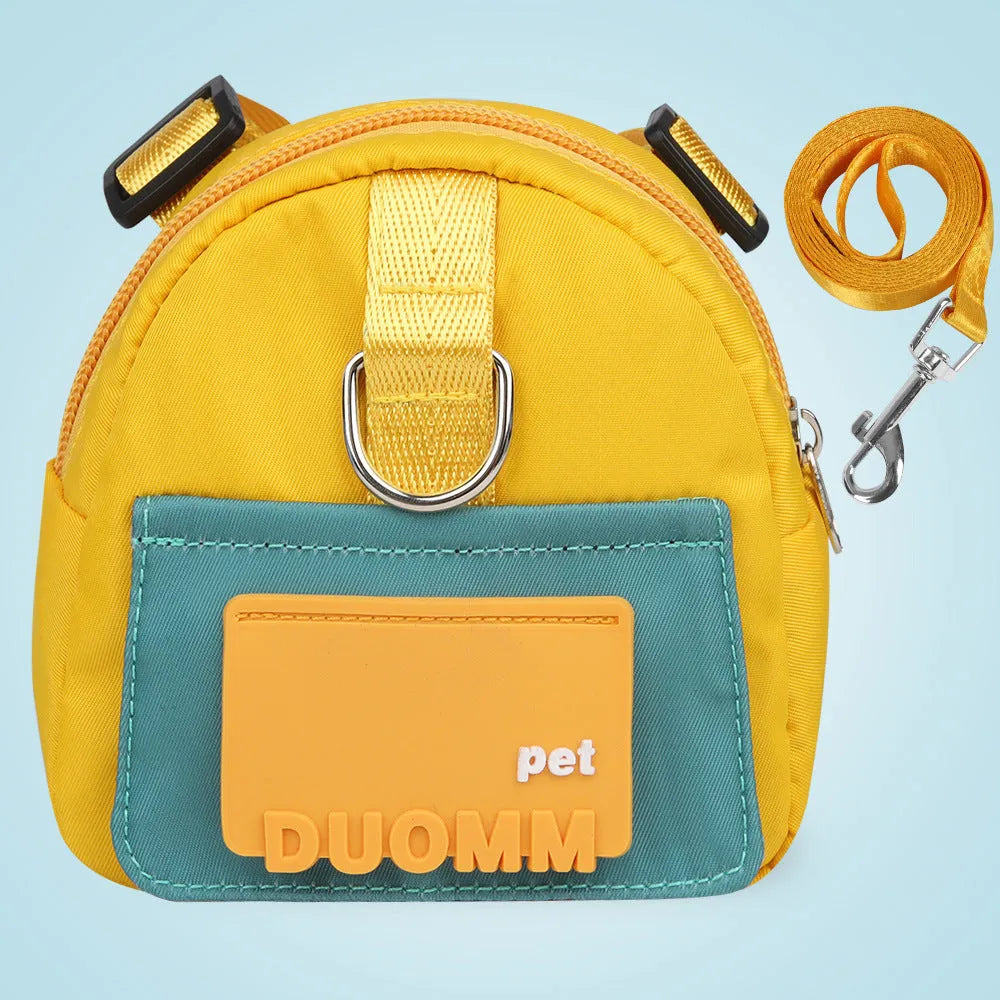 Adjustable dog backpack harness with storage pockets in blue colour featuring breathable mesh panels