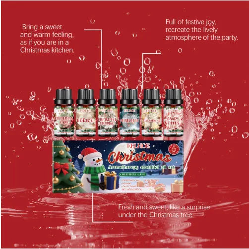 Six Christmas aromatherapy oil diffuser suits with warm home fragrance, each 60ml