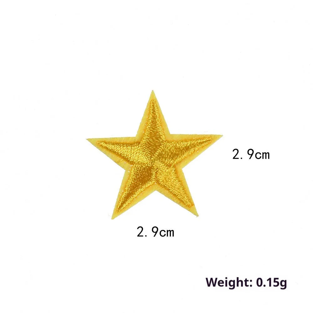 Colourful five-pointed star embroidery patches and cloth stickers for DIY clothing decoration.