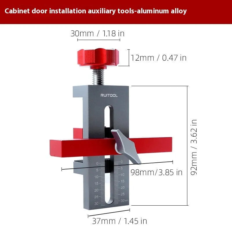 Aluminium alloy cabinet door installation aid tool for woodworking and DIY projects