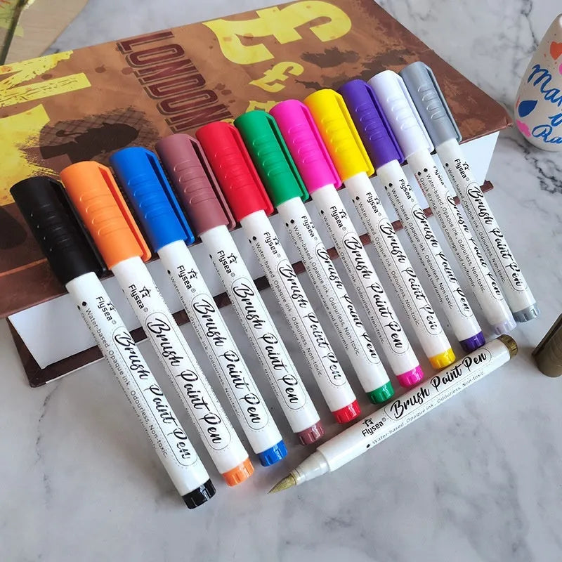 Soft head gouache pen set for hand account painting and greeting card art with pressure-free acrylic tips